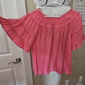 Nanette Lepore Pink Ruffle Blouse